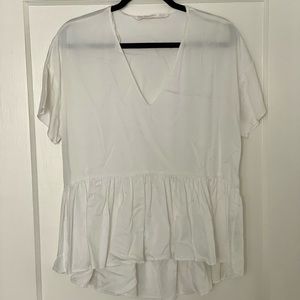 Zara White Peplum Top